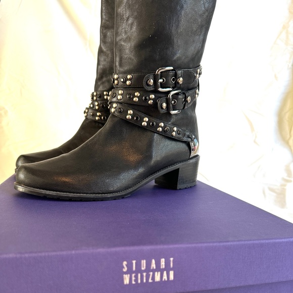 Stuart Weitzman Black YEEHA Studded Over the Knee Boots - Picture 6 of 8